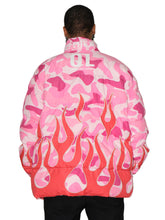 Load image into Gallery viewer, Pink Camo Flame Puffer Jacket