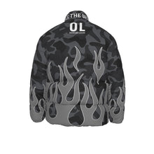 Load image into Gallery viewer, Grey Camo Flame Puffer Jacket
