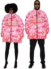 Load image into Gallery viewer, Pink Camo Flame Puffer Jacket
