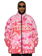 Load image into Gallery viewer, Pink Camo Flame Puffer Jacket
