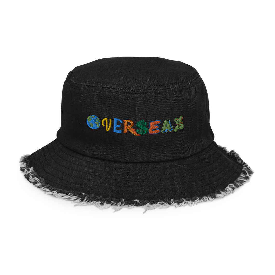 Overseas Distressed denim bucket hat